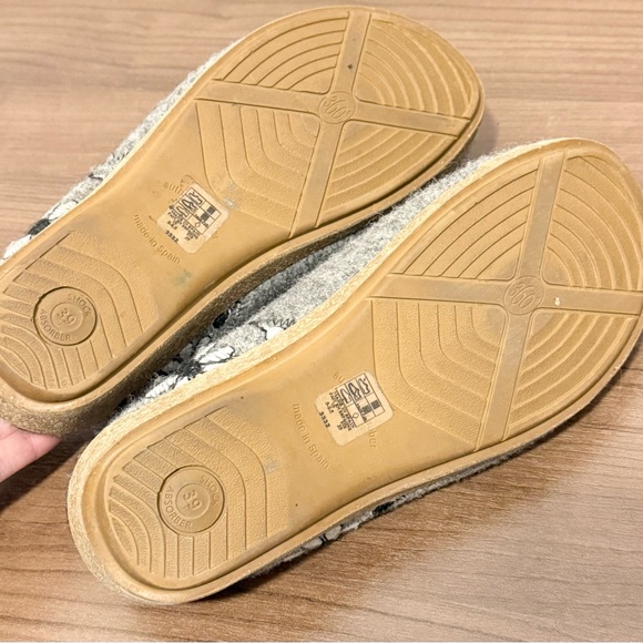 Taos Woolderness 2 Slipper Clog Wool Supportive Gray Floral Embroidery Size 8 - Picture 5 of 7